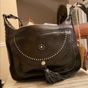 Patricia Nash black leather vintage bag